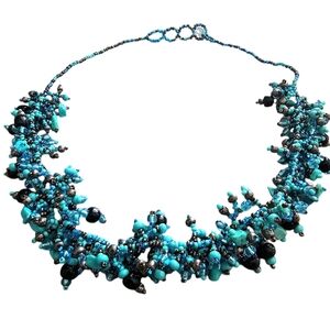 Turquoise and Silver Beaded Necklace
